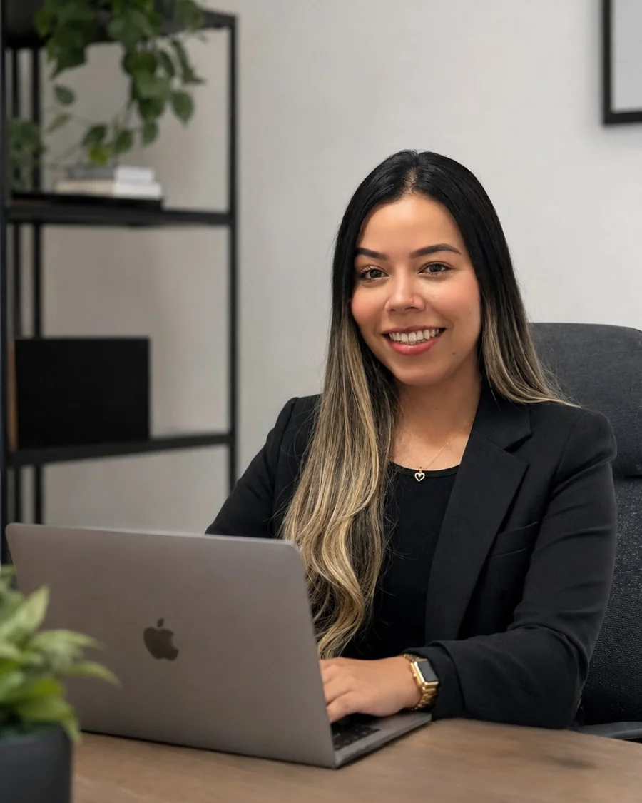Tatiana Ramírez trabajando en su computador
