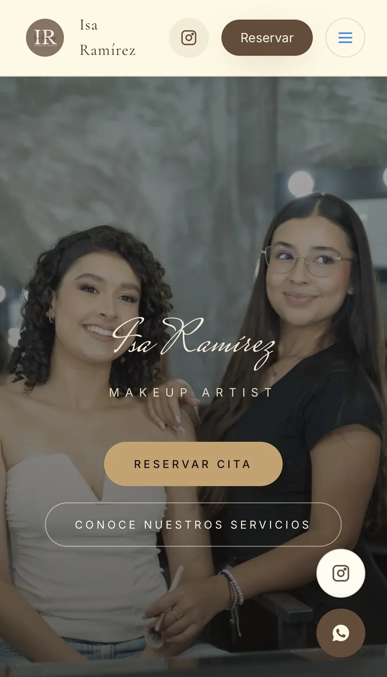 Sitio web de Isa Ramírez Makeup en el celular